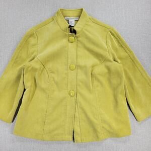 Requirements Corduroy Swing Jacket Womens M Yellow 3/4 Wide Sleeve Big Buttons‎